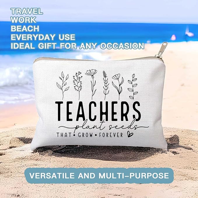 HubbgDesign Helping Little Minds Grow Makeup Bag, Best Teacher Gift, Teacher Appreciation Gift, Teachers Plant Seeds That Grow Forever, Favorite Teacher Cosmetic Bag, Teach Love Inspire Pouch Bag