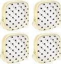 Sinzip 4 Pieces Mini Zipper Nylon Mesh Pouch, Mesh Cosmetic Bags Makeup Bags, Multipurpose Travel Toiletry Bags for Office Supplies and Travel Accessories (Heart Print-Beige, S)