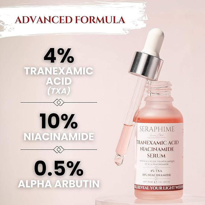 Seraphime Tranexamic Acid TXA 4% + Niacinamide 10% Serum – Discoloration Correcting Serum with Alpha Arbutin, Pro-Vitamin B5, Phloretin Dark Spot, Hyperpigmentation, Uneven Skin Tone Corrector 1 fl oz