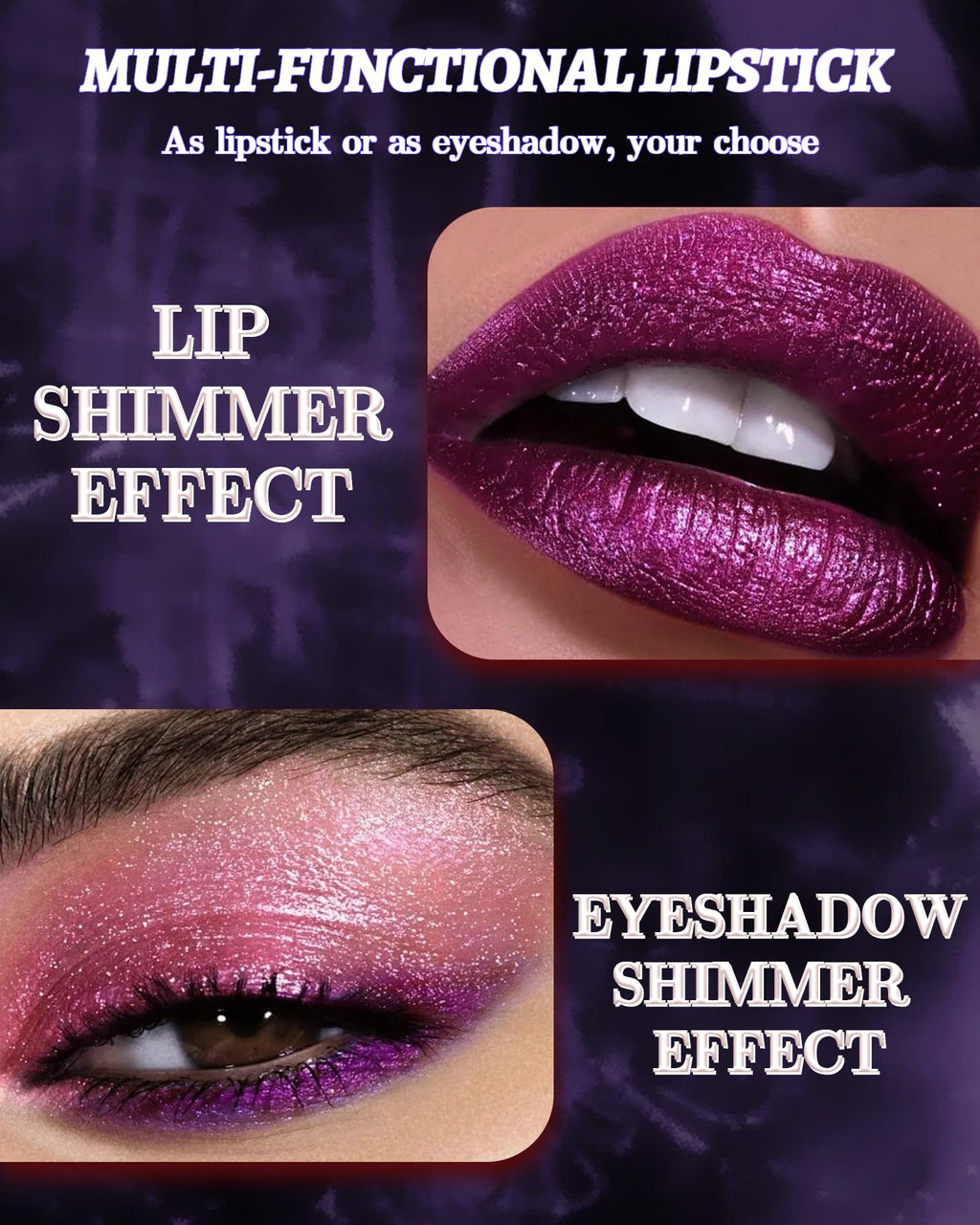 Glitter Metallic Shimmer Lipstick, Dark Plum Lipstick Long Lasting, Diamond High Pigmented Shiny Metallic Lip Stick, Non-sticky Sparkly Purple Lipsticks for Women Christmas Makeup-10 Dark Plum