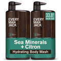 Every Man Jack Hydrating Body Wash for Men, Sea Minerals Citron, 2pk