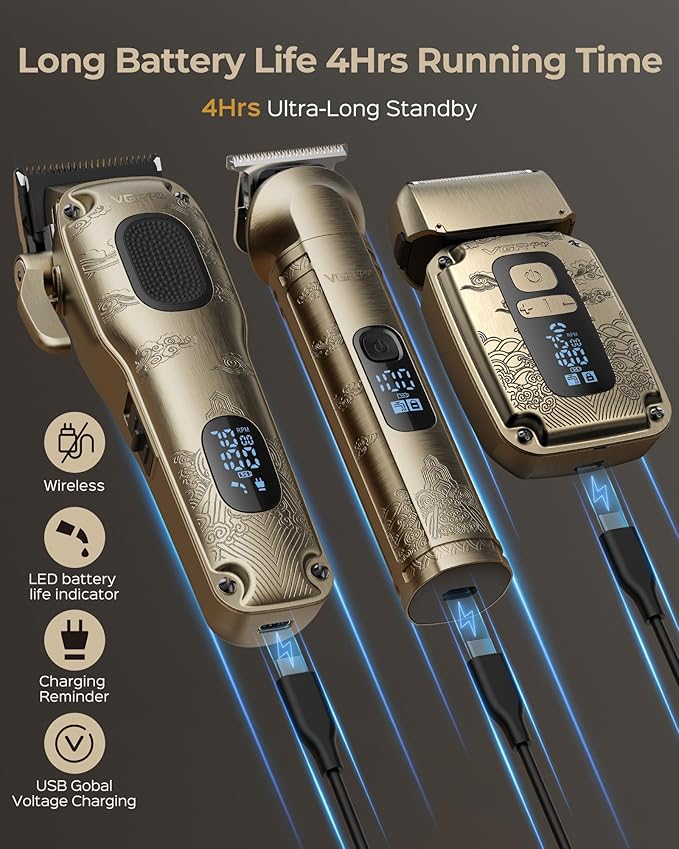 VGRPRO Hair Clippers for Men, Beard Trimmer, Foil Shaver 3-in-1 Clipper Set