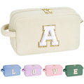 YOOLIFE Girls Makeup Bag Cosmetic Bag - Women Gifts Small Makeup Brush Bag Teen Girls Gifts Makeup Pouch Cute White Makeup Bag Personalized Best Friend Birthday Gifts for Women Girl White Letter A