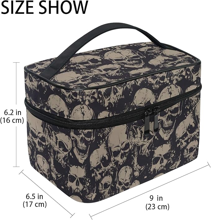 MNSRUU Makeup Bag, Grunge Skulls Travel Makeup Organizer Bag Cosmetic Cases Toiletry Bags for Girl Women Ladies