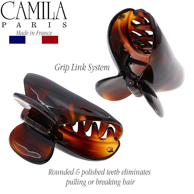 Camila Paris MP3 French Hair Clips for Women, 2.75" Medium Claw Clips for Thick Hair, Tortoise Shell Claw Clip, Strong Hold No Slip Accessories Clip for Women, Made in France