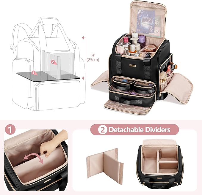 Prokva Large Makeup Backpack, Double-Layer Professional Makeup Travel Case
