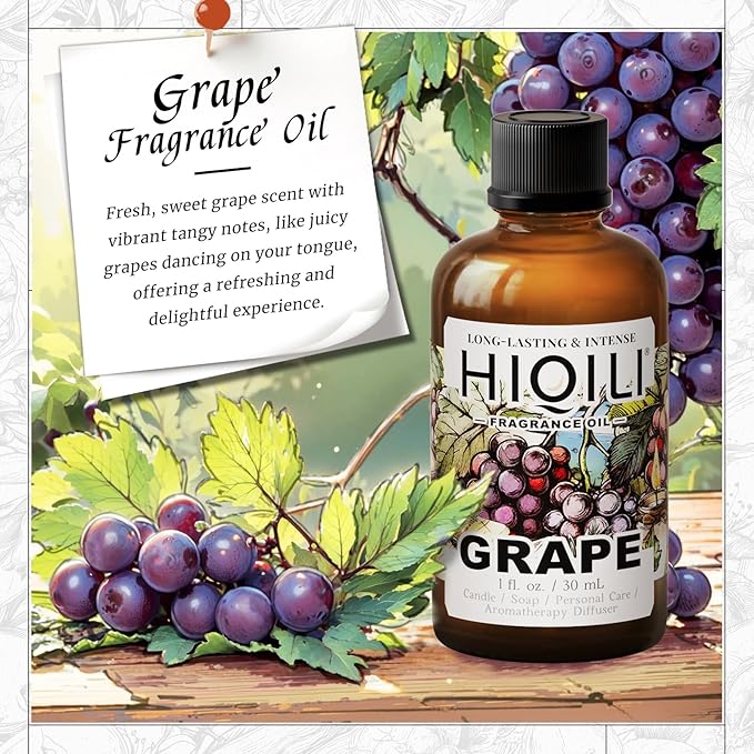 HIQILI Grape Fragrance Oil for Diffusers, Perfume & Room Spray - 1 Fl Oz
