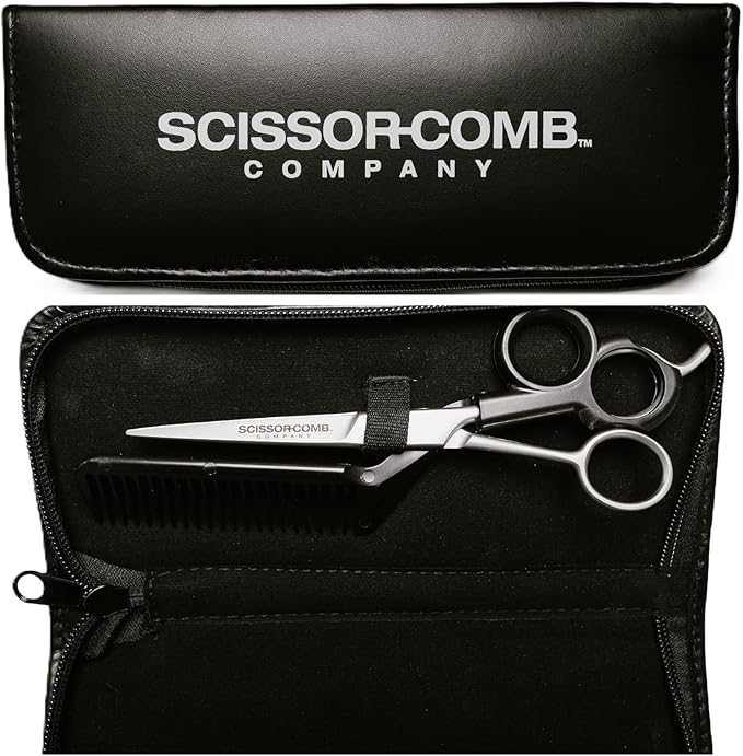 Scissor Comb 2 in 1 Hair Scissors with Comb attached - Cut and Trim Hair At Home with Great DIY Hair Cutting Tool - Professional 440C Stainless Steel Shears with Comb