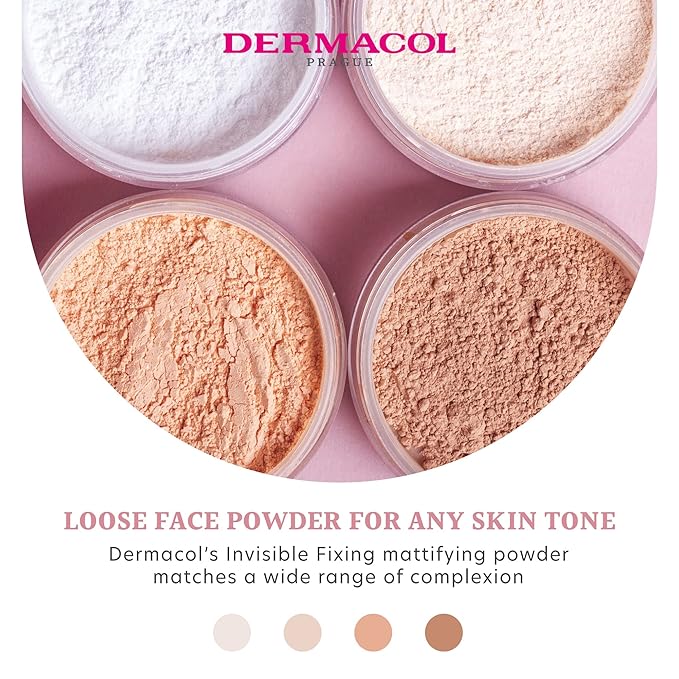 Dermacol Invisible Fixing Powder, Translucent Setting Powder 0.46oz Natural