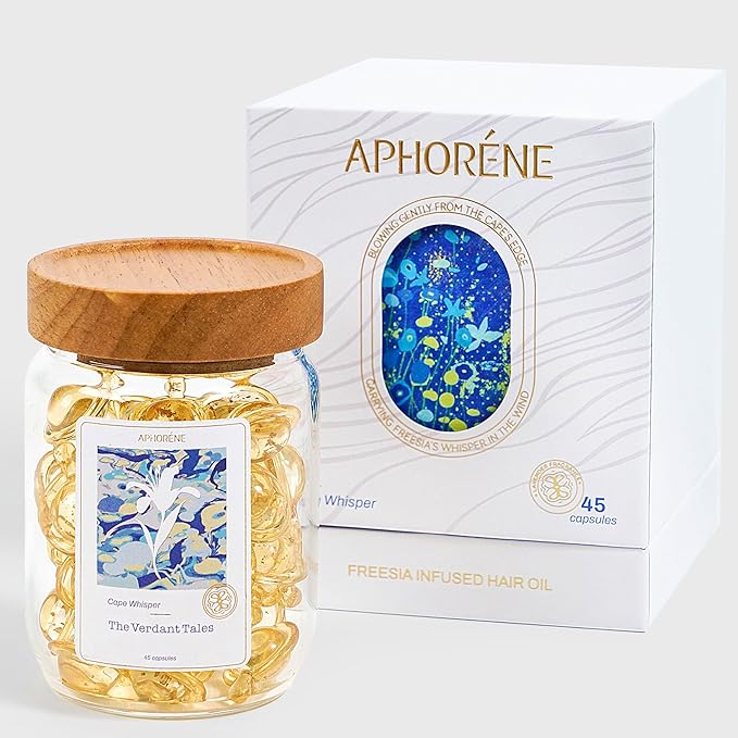 APHORENE Hair Treatment Oil Capsules for Frizzy or Damaged Hair – Lightweight Leave-In Serum with Vitamins & Freesia Scent, Shine Booster, 45 Capsules