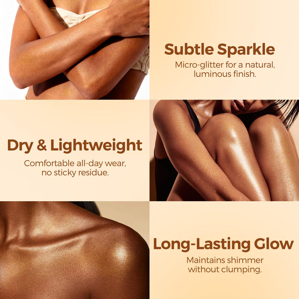 BEPHOLAN Highlighter Powder,High Gloss Glitter,Sparkling Powder Makeup for Face and Body - High-Pigment Shimmer Makeup, Long-Lasting & Buildable（Gilded Gleam 10g）