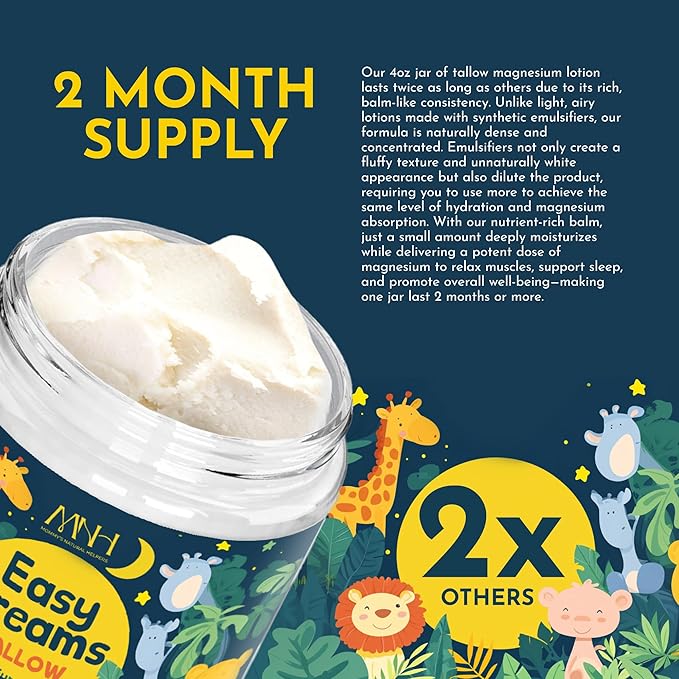 Magnesium Lotion for Kids, Tallow Based Magnesium Lotion for Sleep, US Made