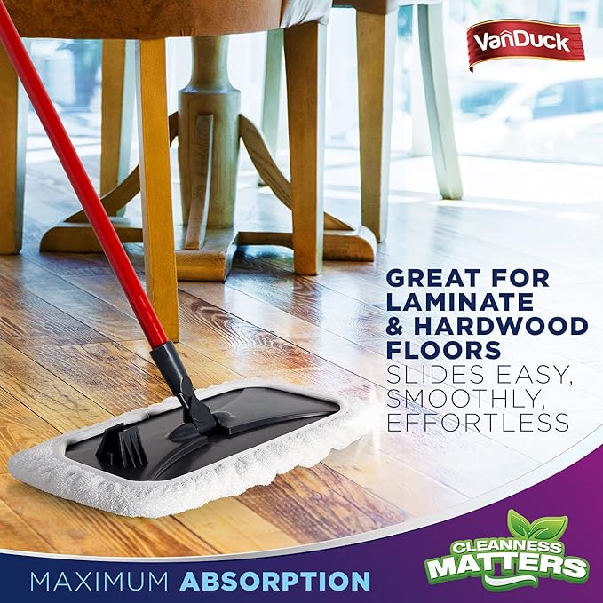 VanDuck 100% Cotton Terry Mop Pads 15x8 Inches, 6-Pack (Mop Not Included)