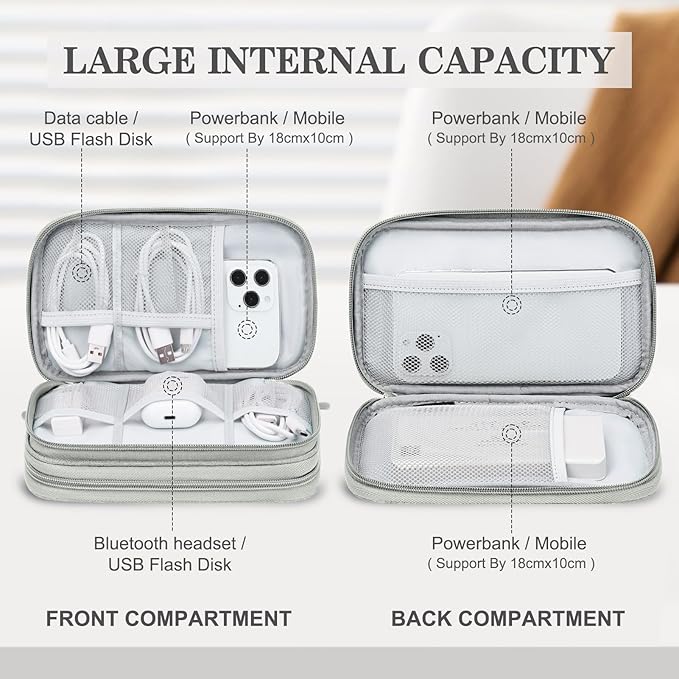FYY Electronic Organizer, Travel Tech Pouch Bag, Medium, Grey