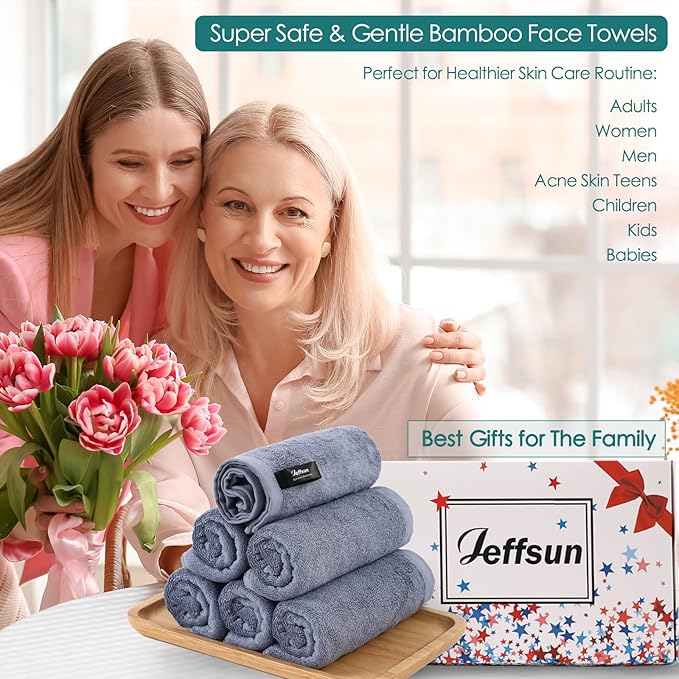 Face Wash Cloths 12 Pack,Reusable Makeup Remover Towel,10''x10'',Slate Blue