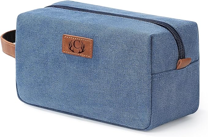 Travel Essentials Canvas Toiletry Makeup Bag Dopp Kit Blue (Initial C)