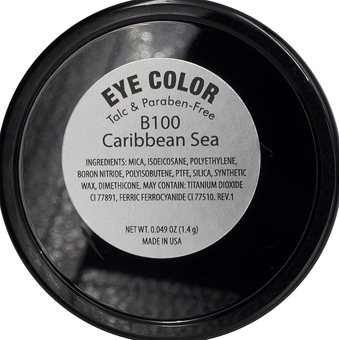 Pure Ziva Caribbean Sea Shimmering Turquoise Teal Green Blue Ocean Pressed Powder Single Vegan Eyeshadow; Talc, Paraben & Cruelty Free
