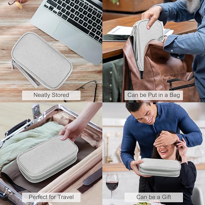 FYY Electronic Organizer, Travel Tech Pouch Bag, Medium, Grey
