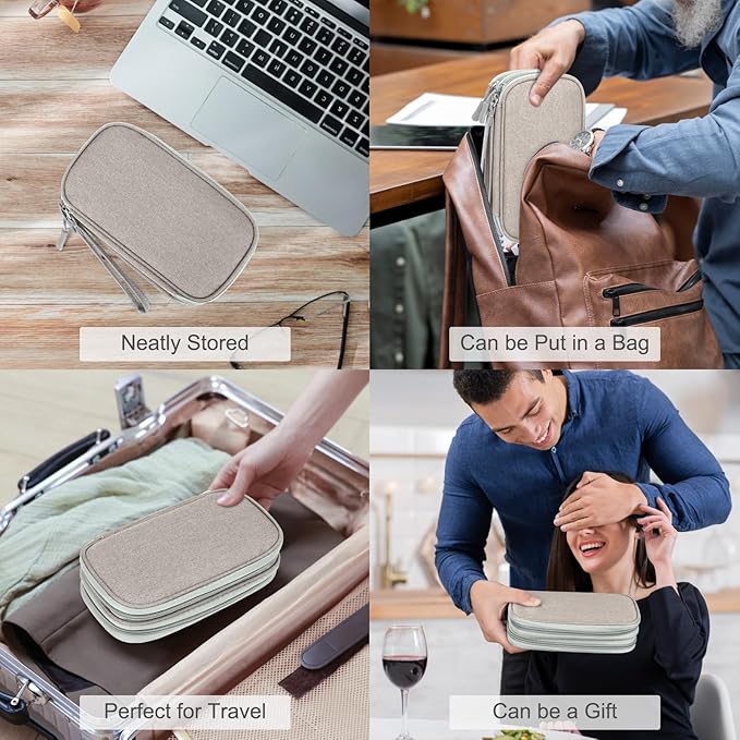 FYY Electronic Organizer, Travel Tech Pouch Bag, Cable Organizer Khaki