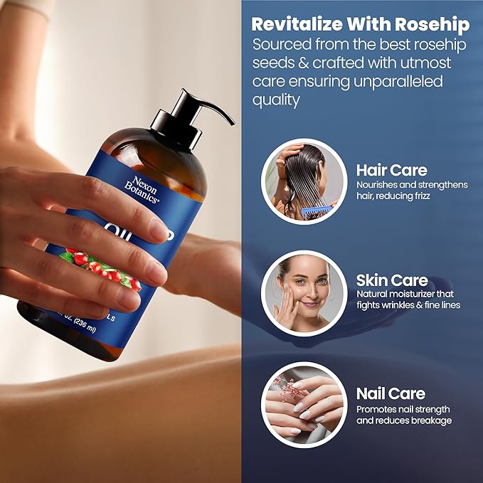 Rosehip Oil for Face 8 fl oz - Hydrating Facial Oil for Gua Sha Massage