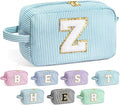 YOOLIFE Travel Makeup Bag for Women - Initial Cosmetic Bag Toiletry Pouch Make Up Case for Women Friend Sister Teacher, Personalized Birthday Gifts for Women, Light Blue Z