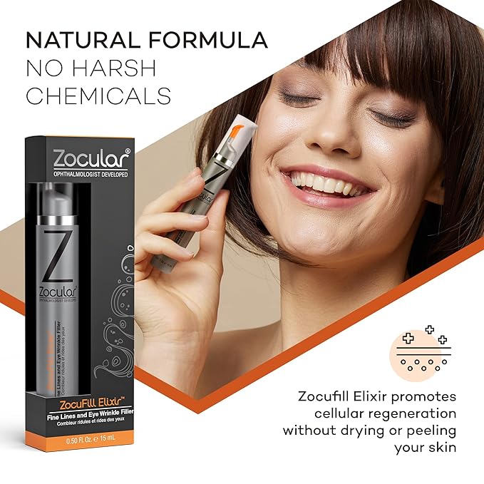 Zocufill Elixir Eye Gel and Face Serum, Fine Lines & Wrinkles Filler, 15mL