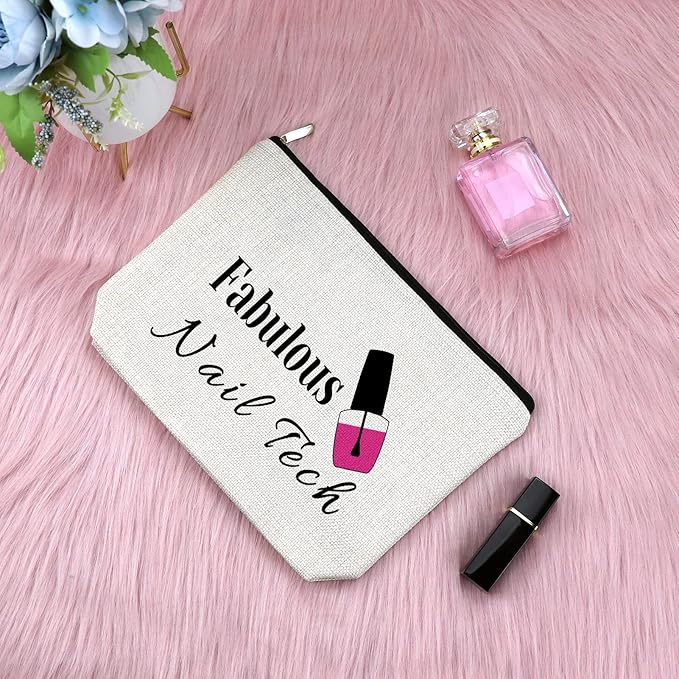 Nail Artist Appreciation Gifts Makeup Bag Nail Technician Gift for Women Graduation Presents Cosmetic Bag Retirement Birthday Presents for Her Women Christmas Thanksgiving Keepsake Travel Pouch