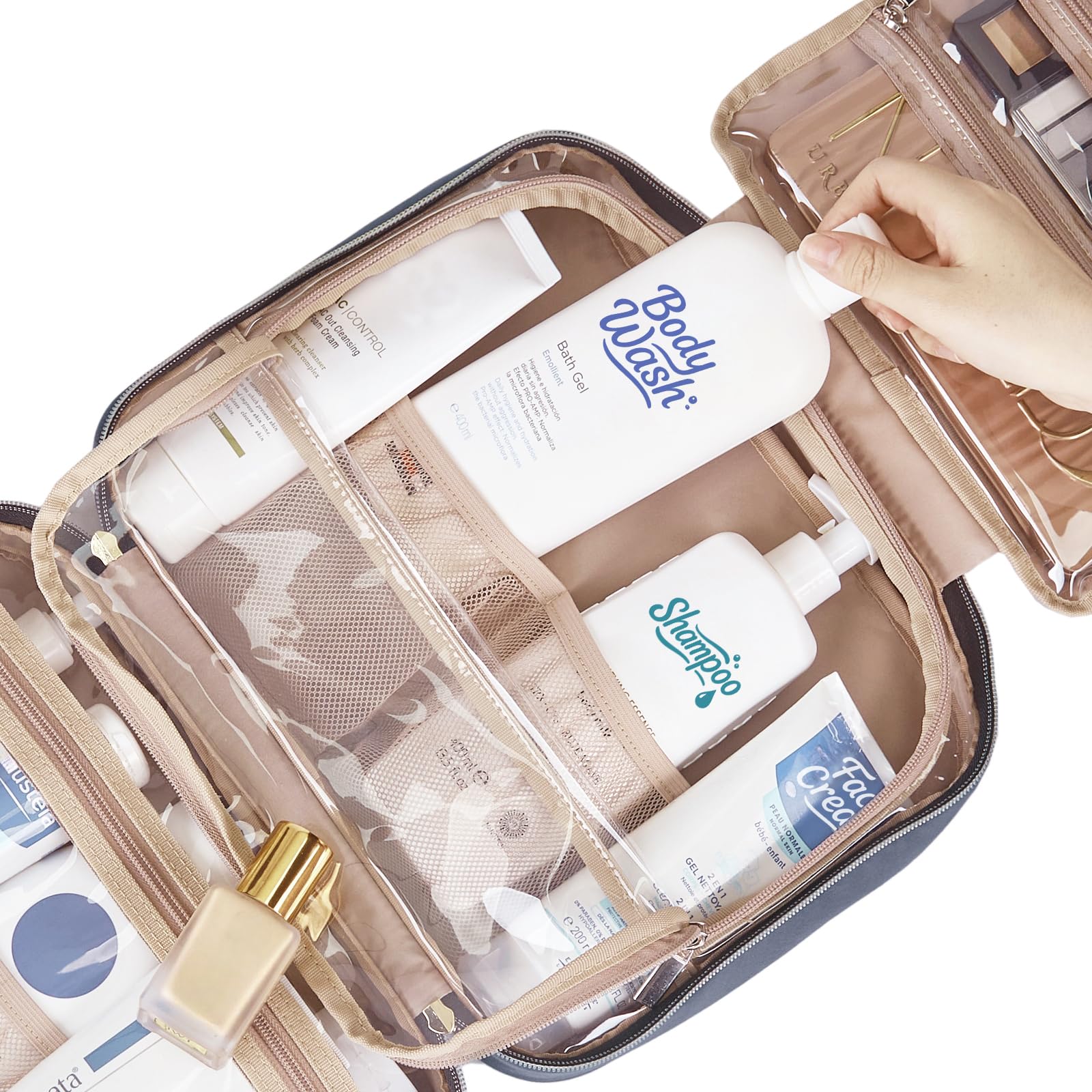 NISHEL Travel Toiletry Bag for women, Portable Hanging makeup Organizer