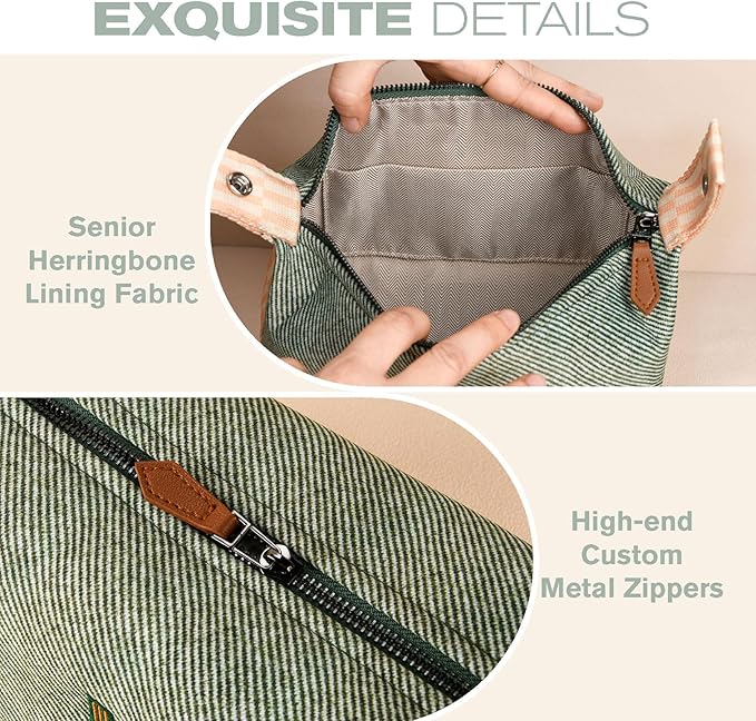 Sluxa NEW Makeup Bag - Her Inspired, Stylish, Lightweight, and Practical,Luxury Craft Travel Toiletry Bag for Daily Use & Travel Essentials, Easy Carry & Neat Storage(Grass green)