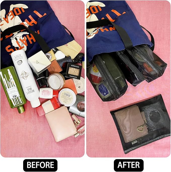 Unoutur 20-Piece Mesh Pouch Set, Portable Mesh Travel Toiletry Bag with Zipper for Makeup Organizer, Home Office, Travel Accessories