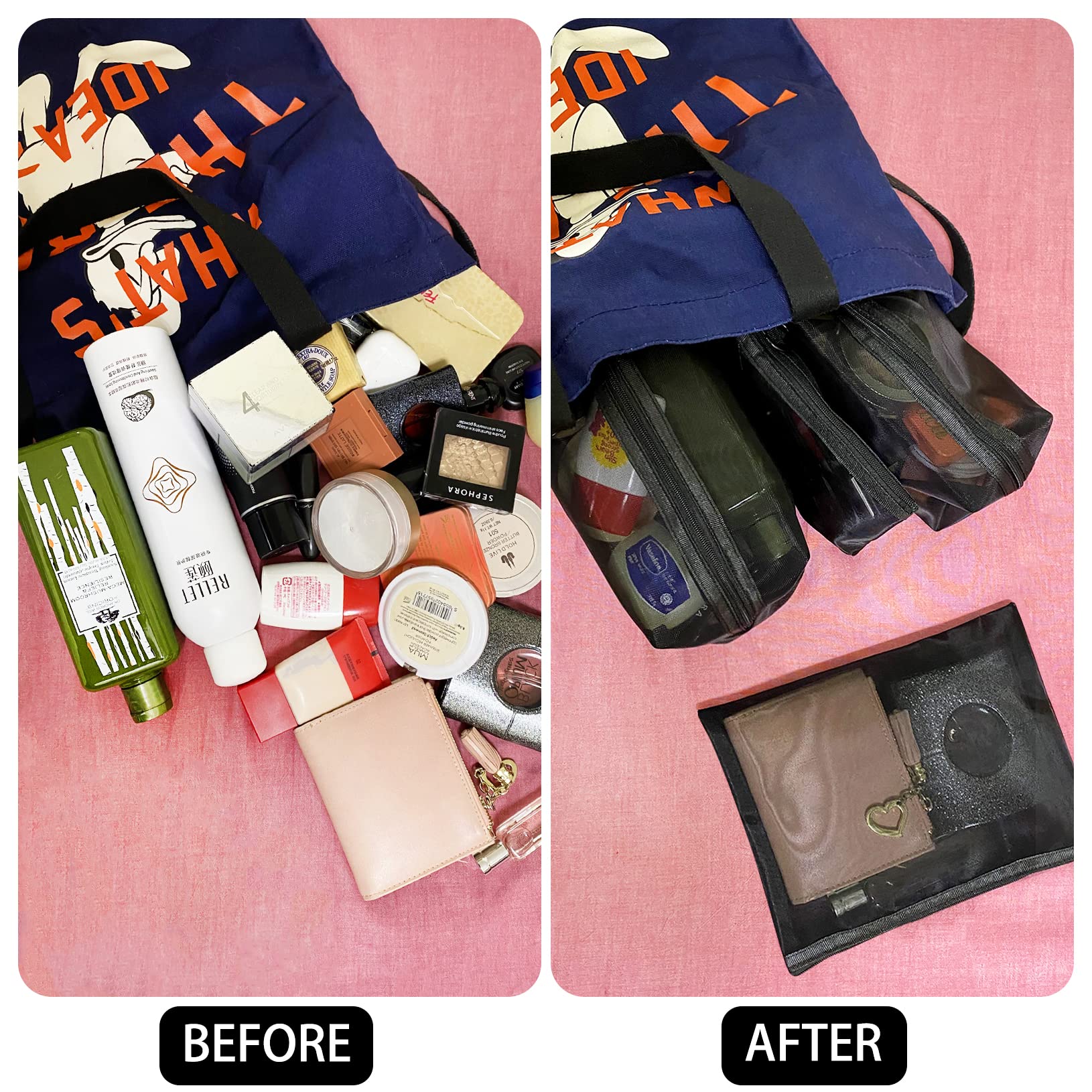 Unoutur 20 Pieces Mesh pouch, Mesh Makeup Bag Portable Makeup Pouch Travel Toiletry Bag for Makeup Organizer Home Office Travel Accessories, Mesh Cosmetic Bag with Zipper