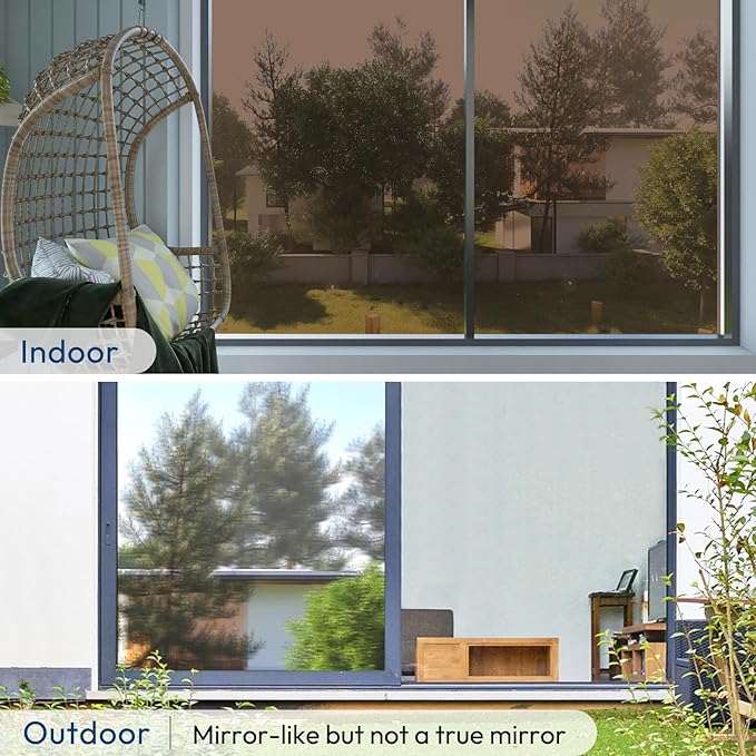 rabbitgoo Window Privacy Film One Way, 17.5" x 78.7", Brown Silver