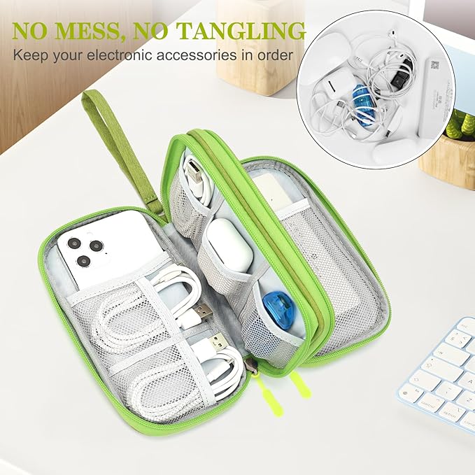 FYY Electronic Organizer, Travel Tech Pouch Bag, Cable Organizer Green