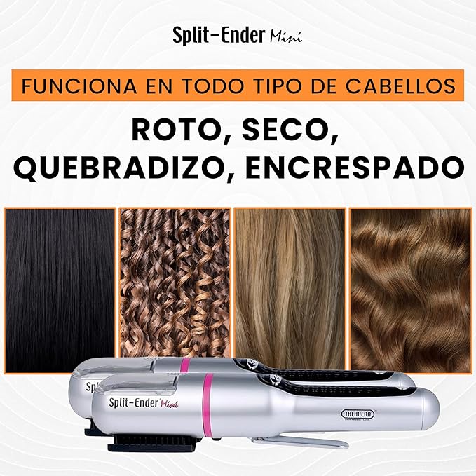 Split Ender Mini – Original Cordless Split End Hair Trimmer for Dry, Damaged, Brittle, Broken, Curly, Frizzy, or Straight Hair – Battery Operated (3 AAA) – At Home Hair Care & Styling Tool – Pink