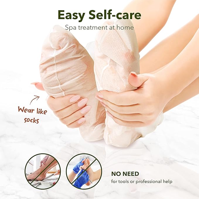 Purederm Foot Peeling Mask for Dry Cracked Feet, Exfoliating Treatment for Dead Skin & Calluses for Baby Soft Feet, 6 Pairs