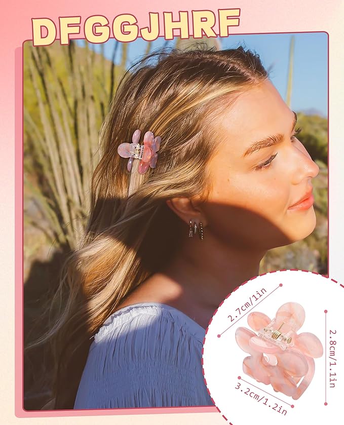 CHLINS 12 Pcs Small Hair Clips for Women, Cute Acrylic Mini Claw Clips Accessories for Thin Fine Hair, Non-Slip Little Jaw Clamps for Half Updo Styling & Bangs