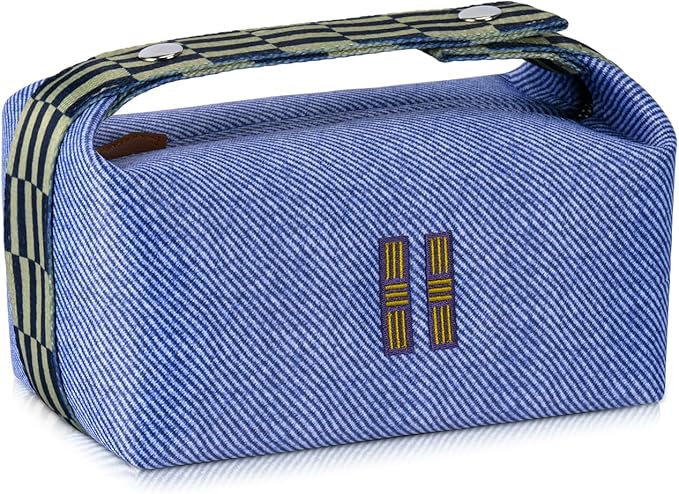 Sluxa NEW Makeup Bag - Her Inspired, Stylish, Lightweight, and Practical, Luxury Craft Travel Toiletry Bag for Daily Use & Travel Essentials, Easy Carry & Neat Storage (Blue)