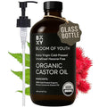 100% Pure Cold Pressed Organic Castor Oil, Glass Bottle 16oz | Hexane Free, Unrefined, USDA Certified | For Hair, Skincare, Castor Oil Pack, Face, Joints, Carrier Oil, Eyelashes, Eyebrows