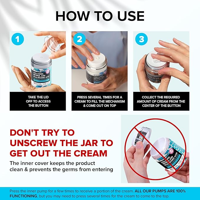 Anti-Aging Face Moisturizer with Retinol, Collagen & Hyaluronic Acid - Moisturizer Face Cream for Women & Men - Visibly Firming & Hydrating Neck Cream - Day & Night Skin Care - 3.4 fl oz