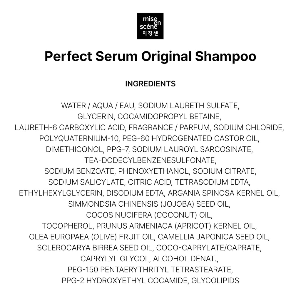 Mise En Scene Perfect Serum Original Shampoo For Damaged Hair - KoreanShampoo with Moroccan Oil, Jojoba Seed, Damage Care MoroccanOil HairProducts | 22.99 Fl Oz