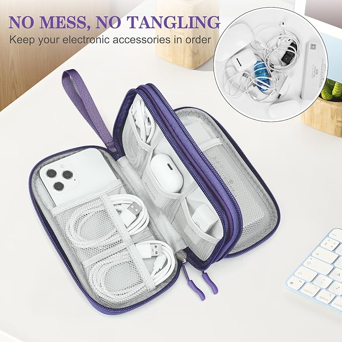 FYY Electronic Organizer, Travel Tech Pouch Bag, Cable Organizer Purple