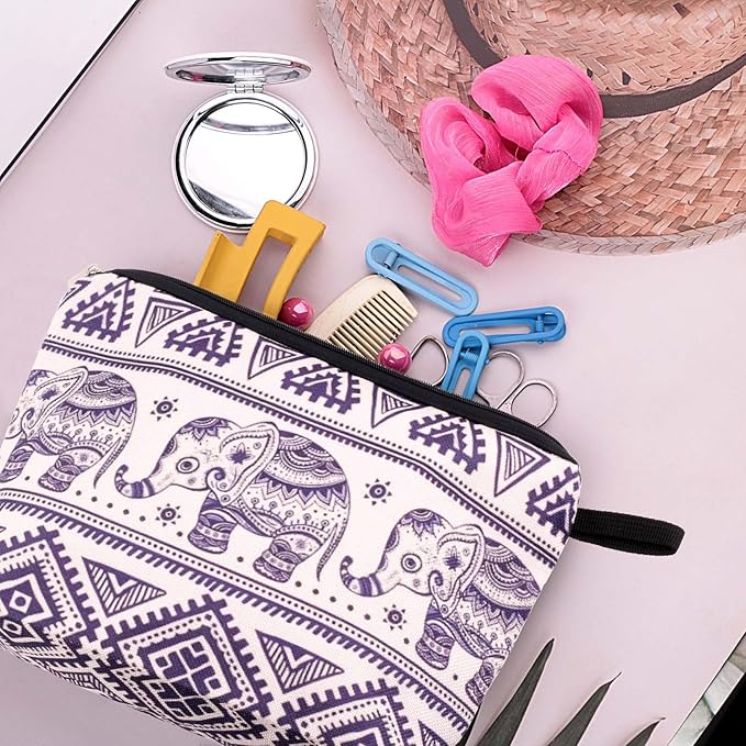 Pebarmnt Cute Animal Lovers Gifts Elephant Cosmetic Bag Makeup Pouch with Zipper (elephant)