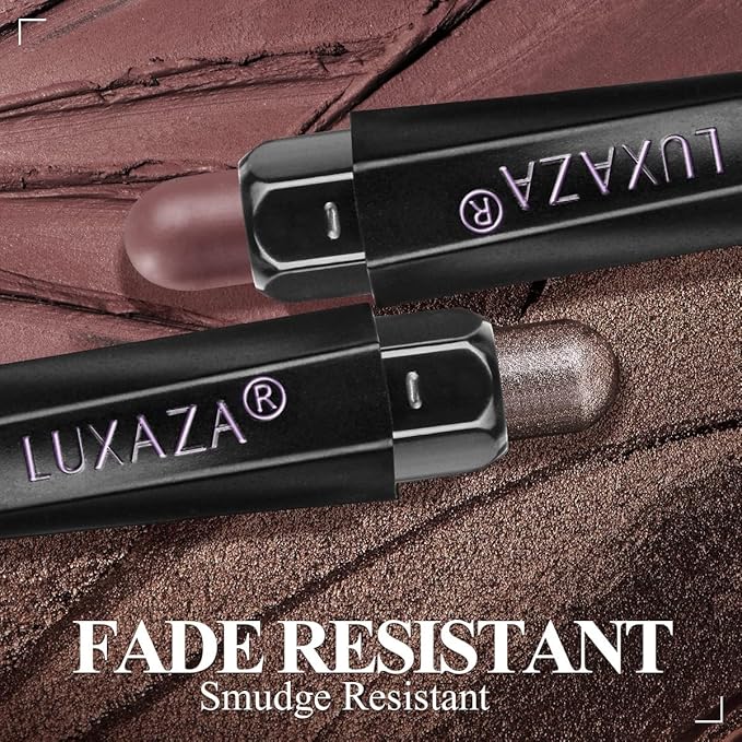 LUXAZA 6PCS Eyeshadow Stick Makeup Sets, Smoky Brown Cream Eyeshadow Pen,Metallic And Matte Shimmer Eye Shadow Eye Brightener Stick Pencil Crayon, B02-Fall Brown