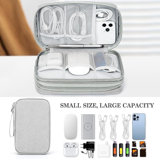 FYY Electronic Organizer, Travel Tech Pouch Bag, Large, Grey
