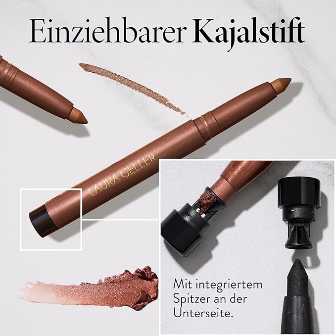 LAURA GELLER NEW YORK Kajal Longwear Kohl Eyeliner Pencil – Royal Quartz – Smooth, Blendable Application, Long-Wearing, Non-Creasing – Infused with Caffeine & Vitamin E – Built-In Sharpener