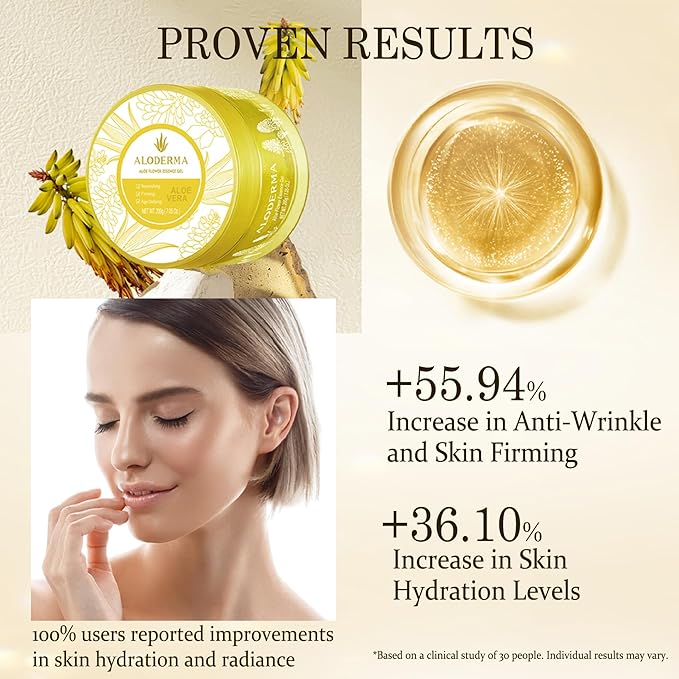 Aloderma 24K Gold Aloe Flower Essence Gel, Age-Defying & Hydrating, 7 oz