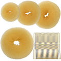 Teenitor 4pcs Hair Bun Shaper Set with Extra-large, Large, Medium, Small Donut Hair Bun Maker, 20pcs Bobby Pins, Gold