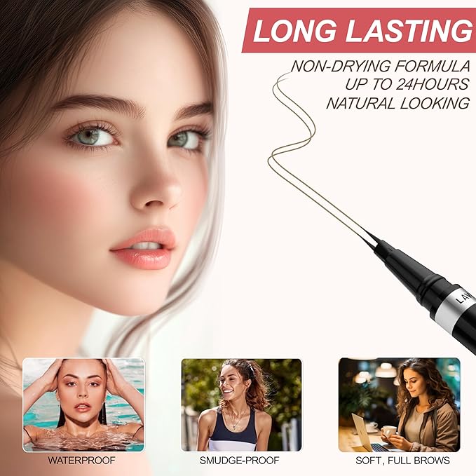 Eyebrow Pencil, 2-in-1 Waterproof Eyebrow Pen, with 2 Tip Microblading Eyebrow Pencil and Ultra-Precise Brow Pencil, with Eyebrow Brush, Eyebrow Pencils for Women,Natural Hair-Like Brows-Dark Blonde