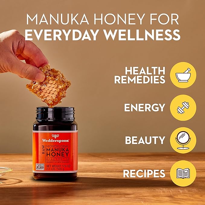 Wedderspoon Raw Mānuka Honey 150+ MGO, 8.8 Oz, Unpasteurized New Zealand Honey, Non-GMO, BPA-Free Jar, Superfood & Natural Wellness Support