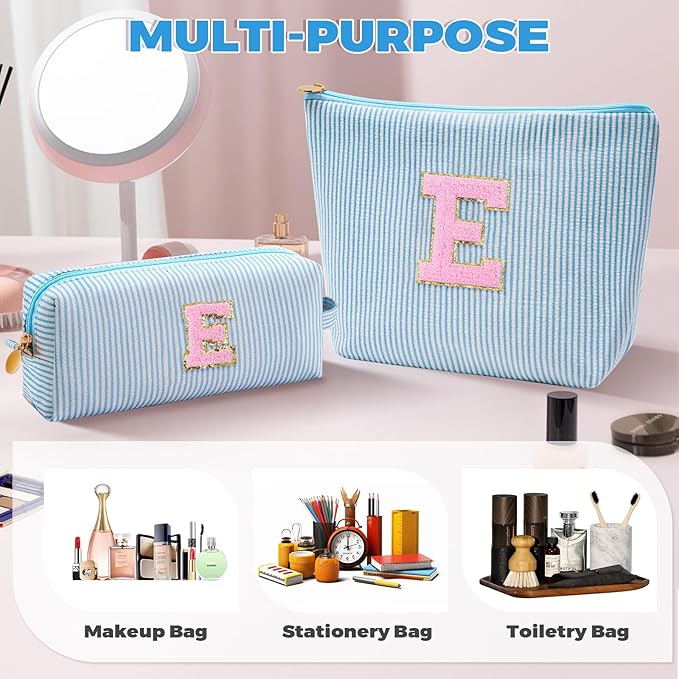 Btffitting Gifts for Teen Girls Women - Birthday Gifts for 10 11 12 13 14 15 16 17 18 Years Old Girl,Makeup Bag Cosmetic Bag,Teacher Gift Trendy Stuff Toiletry Bag - Blue,E